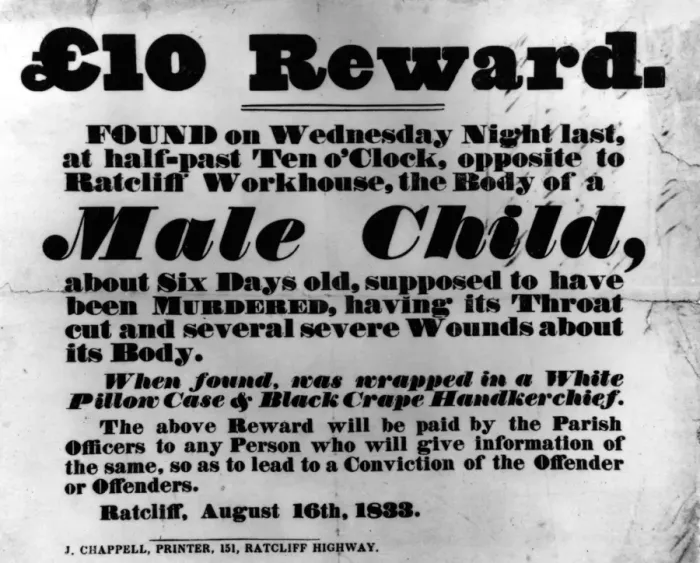 Framed Print : Male Child found dead -- reward poster Framed Print : Male Child found dead -- reward poster