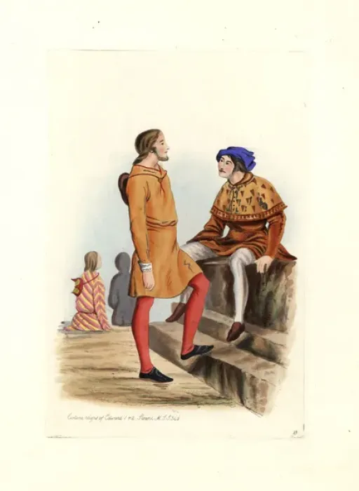 Framed Print : Male costume in the reigns of Edward I and II (1272-1327) Framed Print : Male costume in the reigns of Edward I and II (1272-1327)