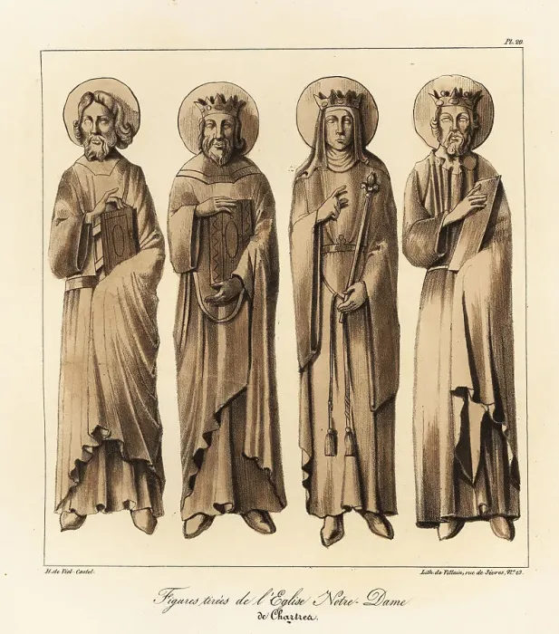 Framed Print : Male and female carved figures from Chartres Cathedral Framed Print : Male and female carved figures from Chartres Cathedral