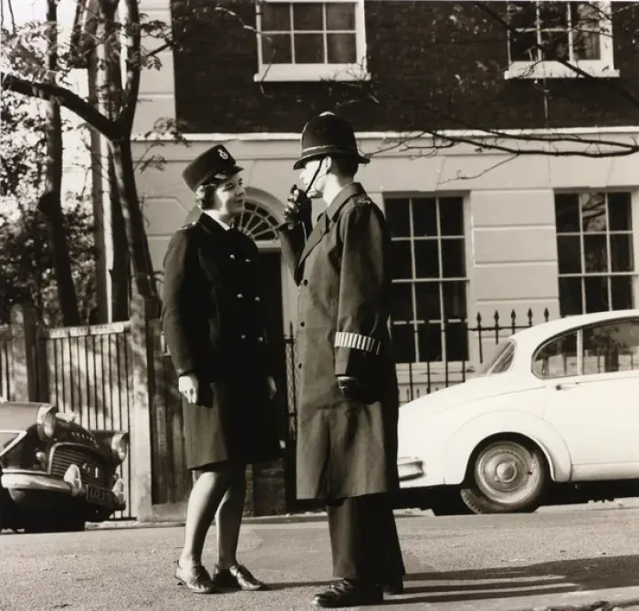 Framed Print : Male and female police officers in a London street Framed Print : Male and female police officers in a London street