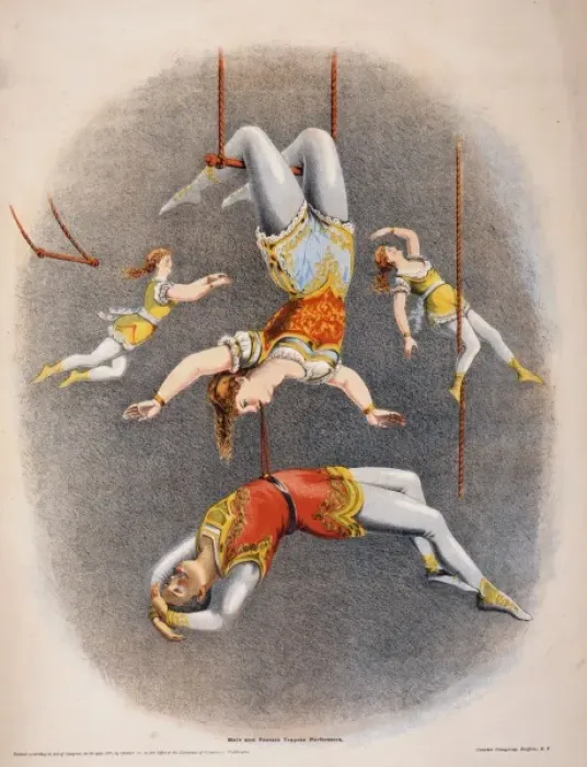 Framed Print : Male and female trapeze performers Framed Print : Male and female trapeze performers