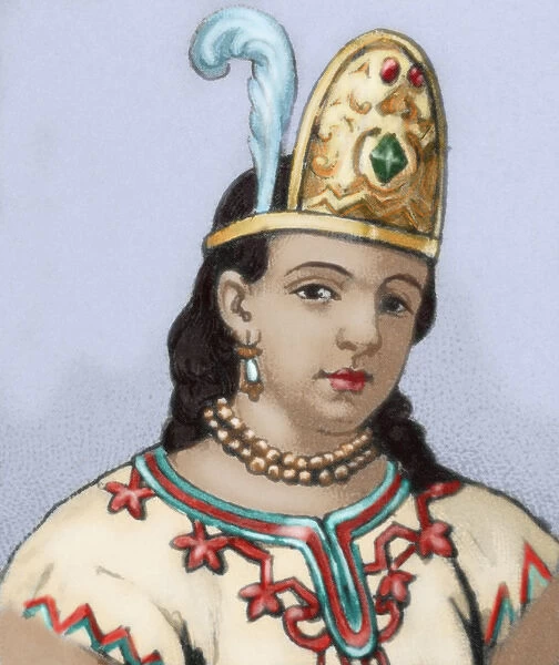 Malinche (c. 1496-1529). Colored engraving