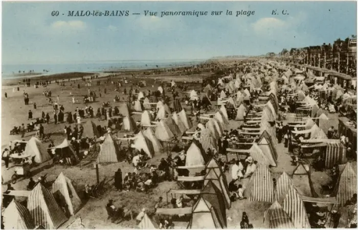 Framed Print : Malo-Les-Bains, France - panoramic view of beach Framed Print : Malo-Les-Bains, France - panoramic view of beach