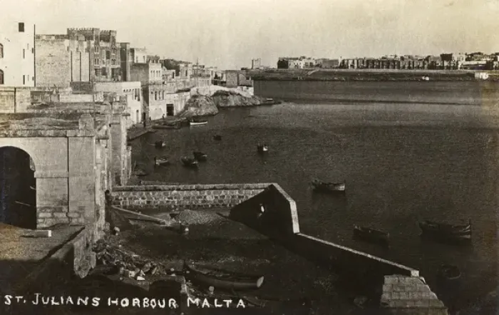 Framed Print : Malta - St Julians Harbour - WWI era Framed Print : Malta - St Julians Harbour - WWI era