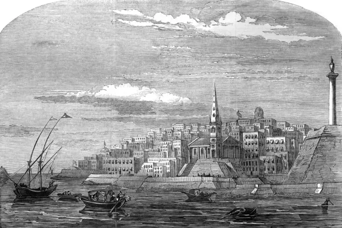 Framed Print : Malta / Valletta Port 1847 Framed Print : Malta / Valletta Port 1847
