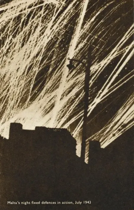 Framed Print : Maltas Defences firing - WWII