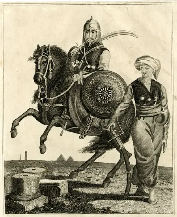Framed Print : Mameluke on horseback, Bedouin Arab soldier Framed Print : Mameluke on horseback, Bedouin Arab soldier