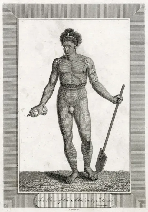 Framed Print : A man of the Admiralty Islands, wearing ear-rings and another in his nose Framed Print : A man of the Admiralty Islands, wearing ear-rings and another in his nose