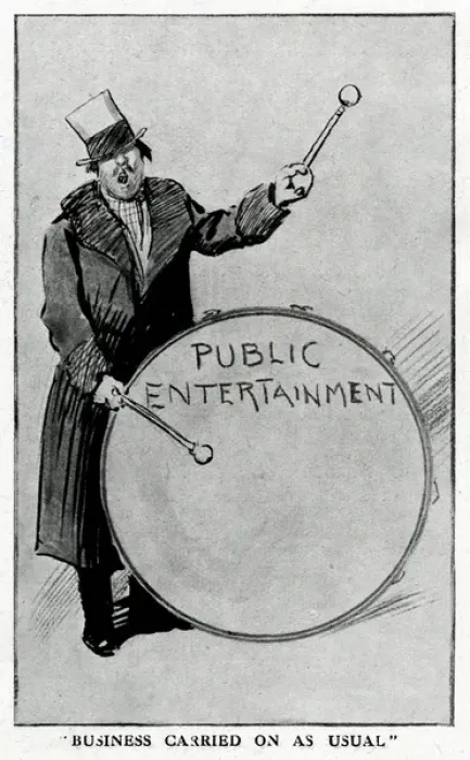 Framed Print : Man banging a drum to advertise public entertainment Framed Print : Man banging a drum to advertise public entertainment