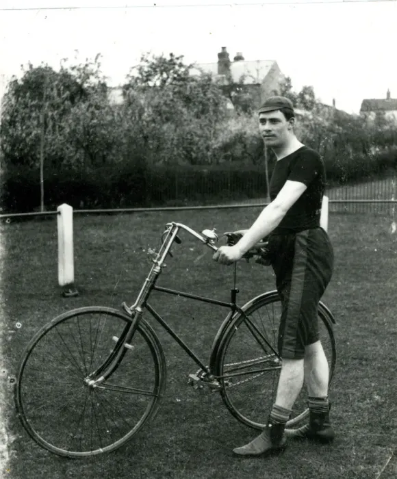 Framed Print : Man with his bicycle Framed Print : Man with his bicycle