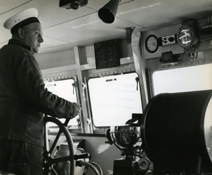 Framed Print : Man on the bridge of a cross-channel ferry Framed Print : Man on the bridge of a cross-channel ferry