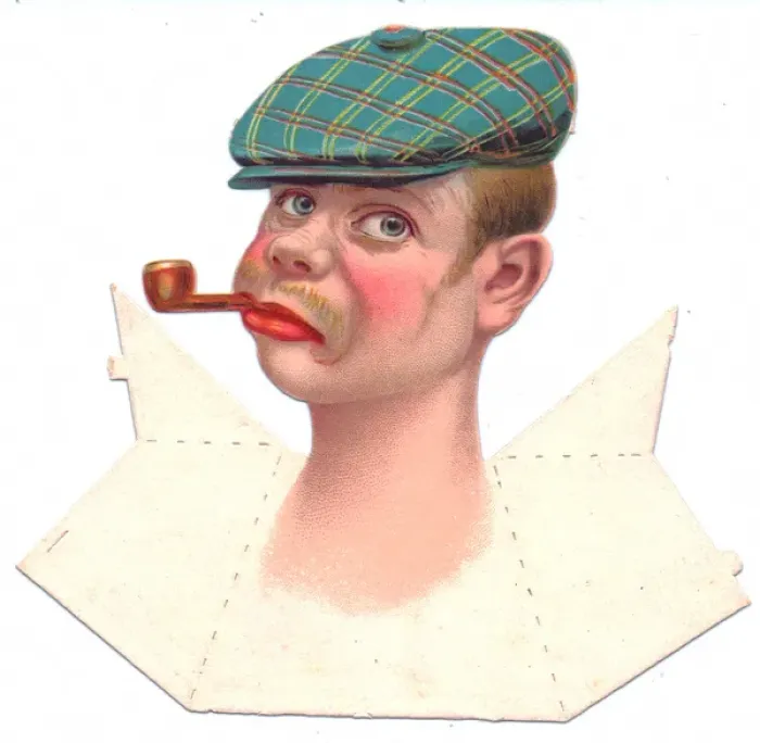 Framed Print : Man in a cap on a place card Framed Print : Man in a cap on a place card