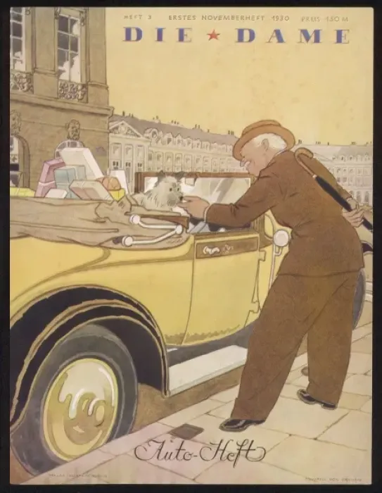 Framed Print : Man, Car & Dog Nov 1930 Framed Print : Man, Car & Dog Nov 1930