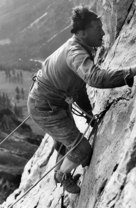 Framed Print : MAN CLIMBS STEEPLY 1930S Framed Print : MAN CLIMBS STEEPLY 1930S