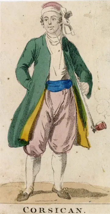 Framed Print : Man from Corsica, smoking a long pipe Date: circa 1820 Framed Print : Man from Corsica, smoking a long pipe Date: circa 1820
