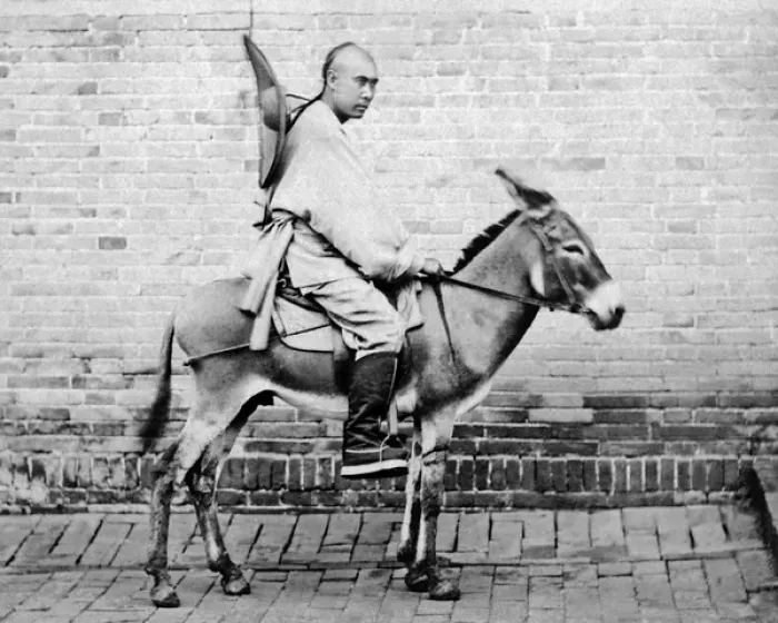 Framed Print : Man on a donkey, China Framed Print : Man on a donkey, China