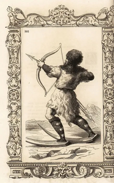 Framed Print : Man of the Fenni people or Screrefennae (skiing Finns) Framed Print : Man of the Fenni people or Screrefennae (skiing Finns)