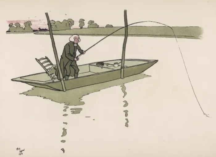 Framed Print : Man Fishes from Boat Framed Print : Man Fishes from Boat