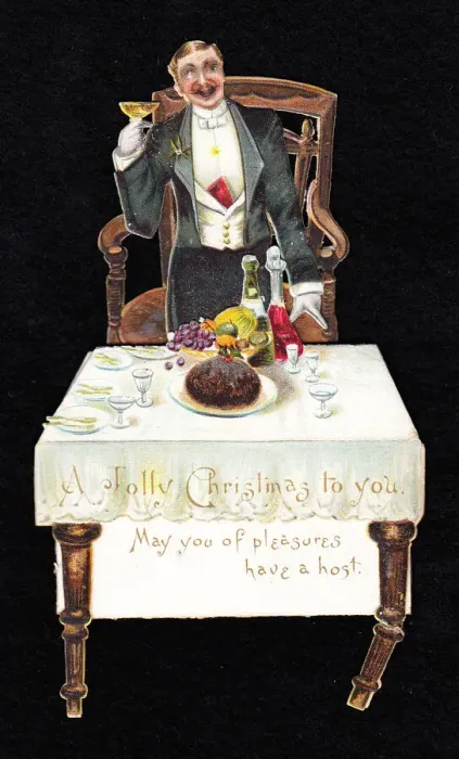 Framed Print : Man with a glass of champagne on a cutout Christmas card Framed Print : Man with a glass of champagne on a cutout Christmas card
