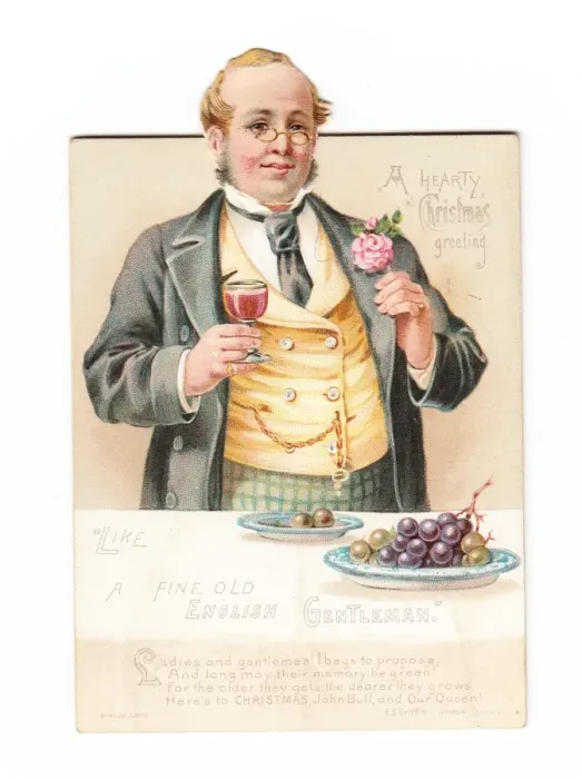 Framed Print : Man with a glass of port on a movable Christmas card Framed Print : Man with a glass of port on a movable Christmas card