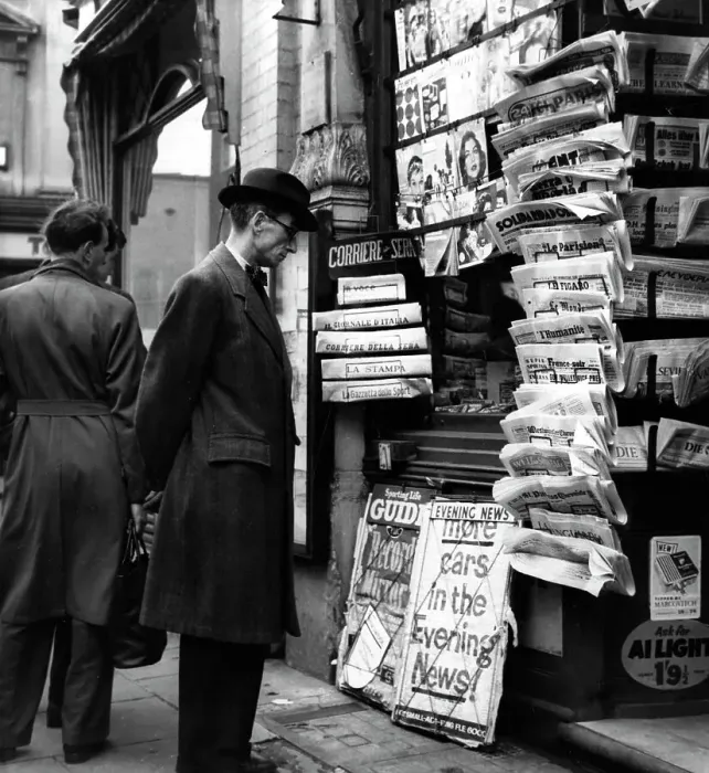 Framed Print : Man International Newspapers Display Soho London Framed Print : Man International Newspapers Display Soho London