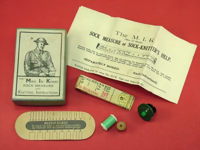 Framed Print : Man in Khaki WW1 sock knitting kit box and instructions Framed Print : Man in Khaki WW1 sock knitting kit box and instructions