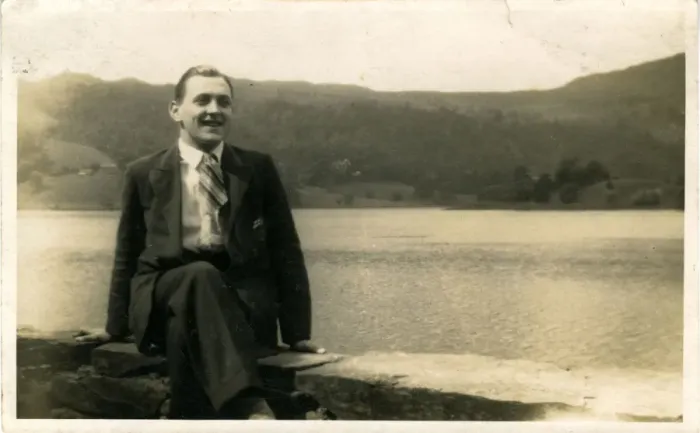 Framed Print : Man by Lake, Unknown location Framed Print : Man by Lake, Unknown location