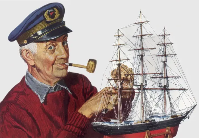 Framed Print : Man Makes Ship Model Date: 1948 Framed Print : Man Makes Ship Model Date: 1948