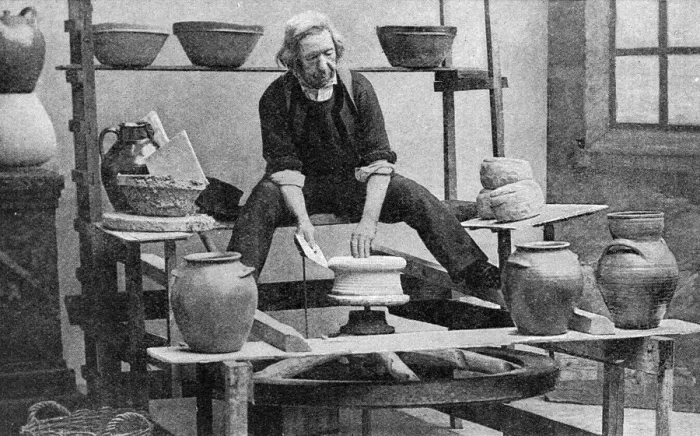 Framed Print : Man making pottery, Quimper, Brittany, Northern France