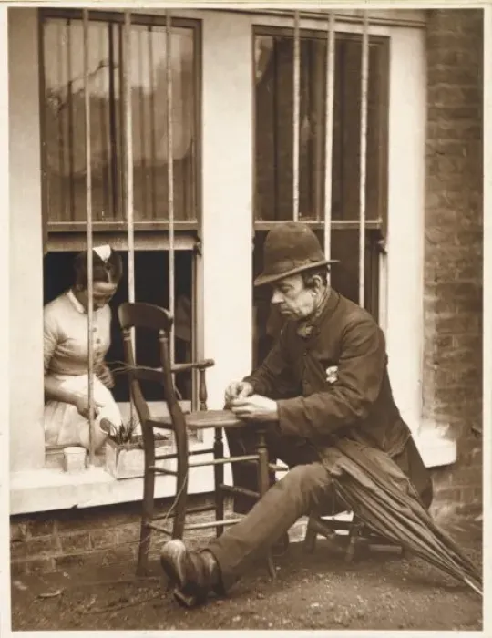 Framed Print : Man Mending a Chair Framed Print : Man Mending a Chair
