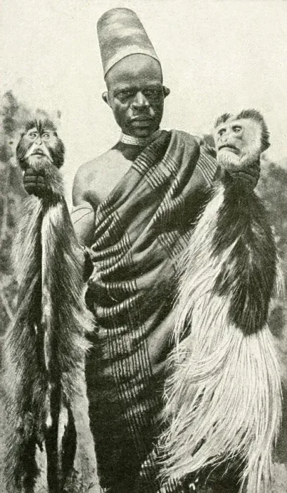 Framed Print : Man with two monkey heads, East Africa Framed Print : Man with two monkey heads, East Africa