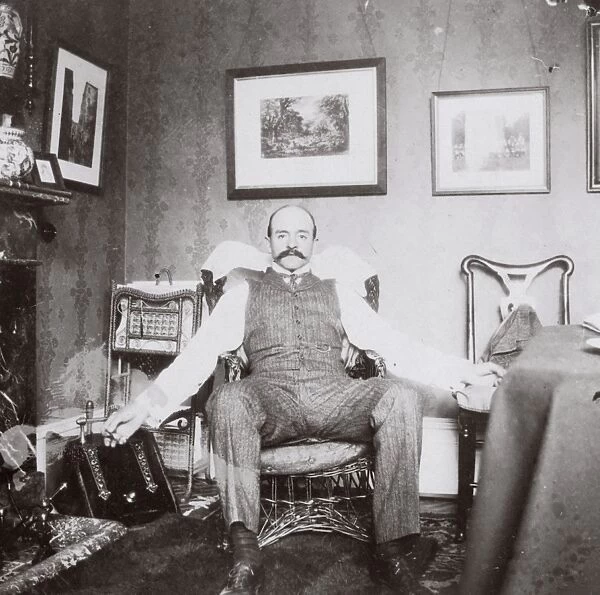Man in his morning room, Ealing, West London