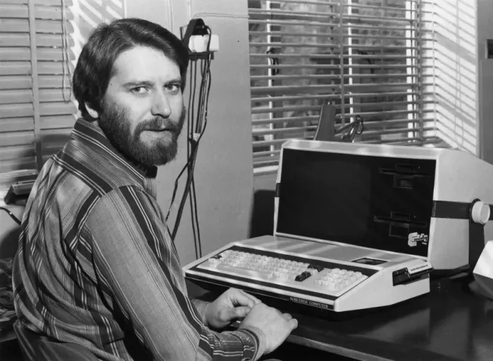 Framed Print : Man in an office with an Exidy Sorcerer computer Framed Print : Man in an office with an Exidy Sorcerer computer