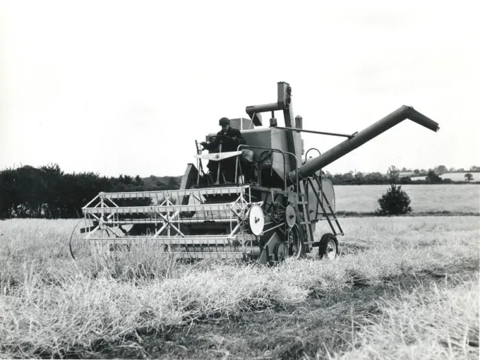 Framed Print : Man operating a combine harvester, Cornwall Framed Print : Man operating a combine harvester, Cornwall
