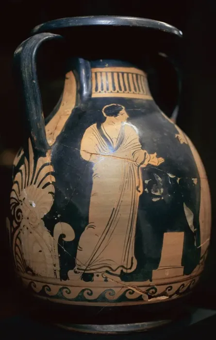 Framed Print : Man. Red Figures. Greek pottery. 4th century BC Framed Print : Man. Red Figures. Greek pottery. 4th century BC