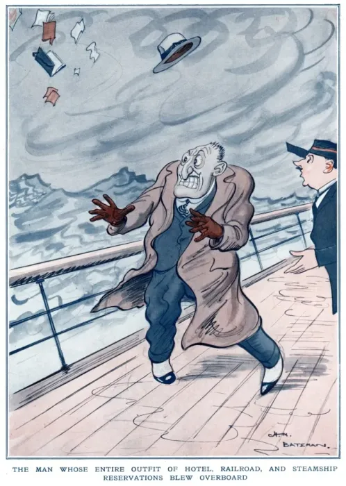 Framed Print : The Man Whose Reservations Blew Overboard by Bateman Framed Print : The Man Whose Reservations Blew Overboard by Bateman