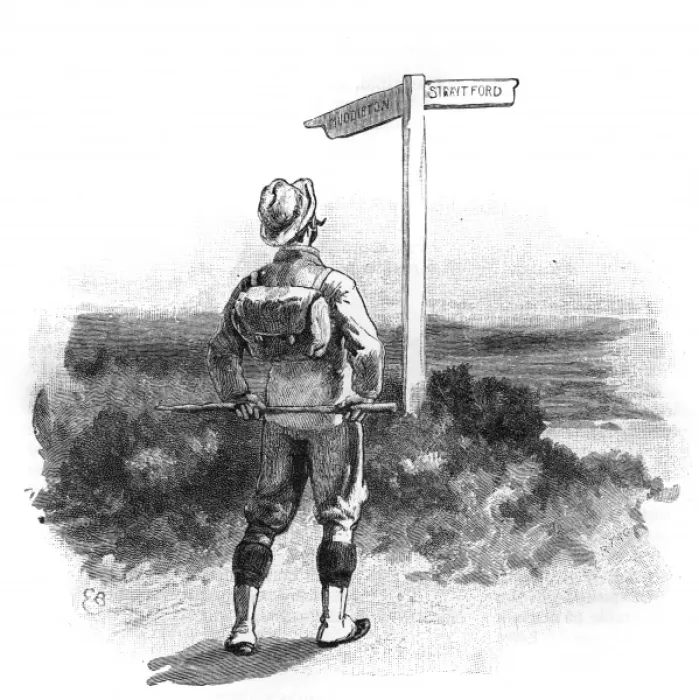 Framed Print : Man at a Road Sign Framed Print : Man at a Road Sign