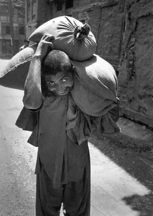 Framed Print : Man with sack, Kashmir Framed Print : Man with sack, Kashmir