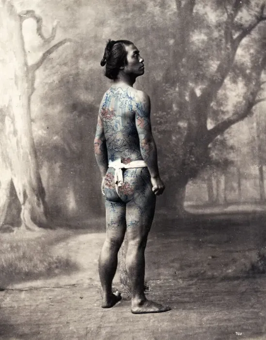Framed Print : Man with tattoo, tattooing, Japan, 1870 s Framed Print : Man with tattoo, tattooing, Japan, 1870 s