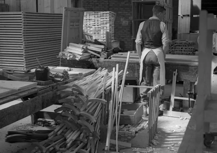 Framed Print : Man in a timber workshop Framed Print : Man in a timber workshop