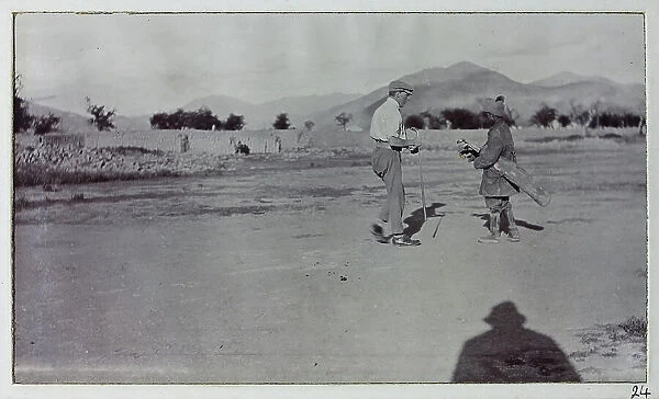 Man (Turner) playing golf at Gyantse, from a fascinating album which reveals new details on a little-known campaign in which a British military force brushed aside Tibetan defences to capture Lhasa, in 1904