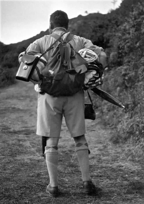 Framed Print : Man out walking with backpack Framed Print : Man out walking with backpack