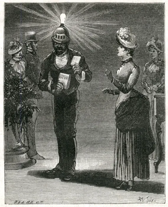 Framed Print : Man wearing Edisons electric lamp on his head, Philadelphia Framed Print : Man wearing Edisons electric lamp on his head, Philadelphia