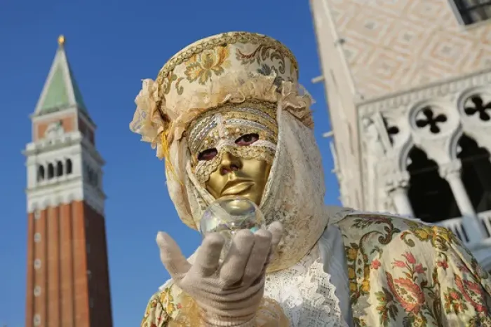Framed Print : Man wearing Venice Carnival Costume Framed Print : Man wearing Venice Carnival Costume