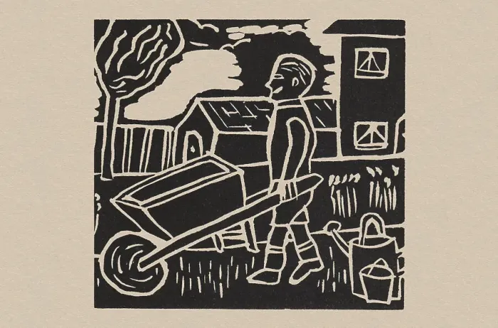 Framed Print : Man & Wheelbarrow Framed Print : Man & Wheelbarrow