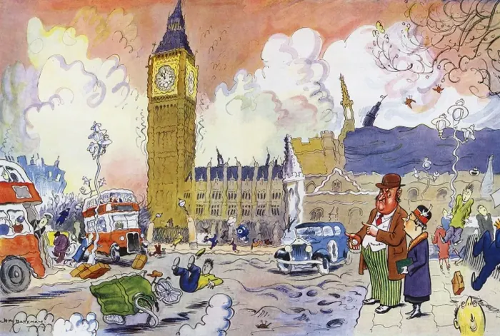 Framed Print : The man Who Said Big Ben Was Wrong by H M Bateman Framed Print : The man Who Said Big Ben Was Wrong by H M Bateman