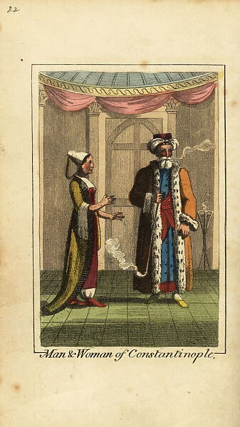Man and woman of Constantinople, Ottoman Empire, 1818