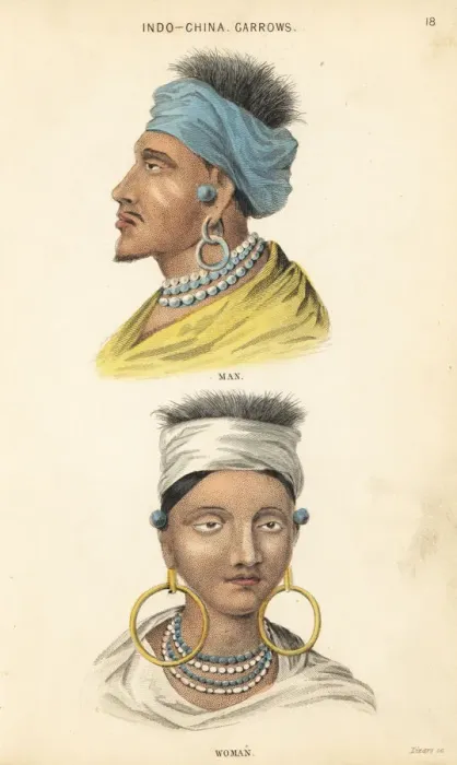 Framed Print : Man and woman of the Garrow people, Indo-Chinese Framed Print : Man and woman of the Garrow people, Indo-Chinese
