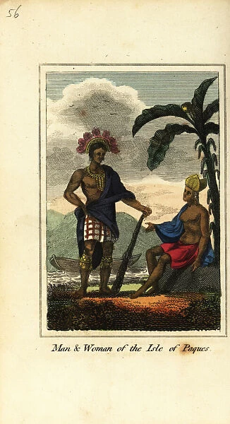 Man and woman of the Isle of Paques or Easter Island, 1818