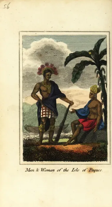 Framed Print : Man and woman of the Isle of Paques or Easter Island, 1818 Framed Print : Man and woman of the Isle of Paques or Easter Island, 1818